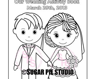 Printable Personalized Wedding coloring activity book  Favor Kids 8.5 x 11  PDF or JPEG TEMPLATE