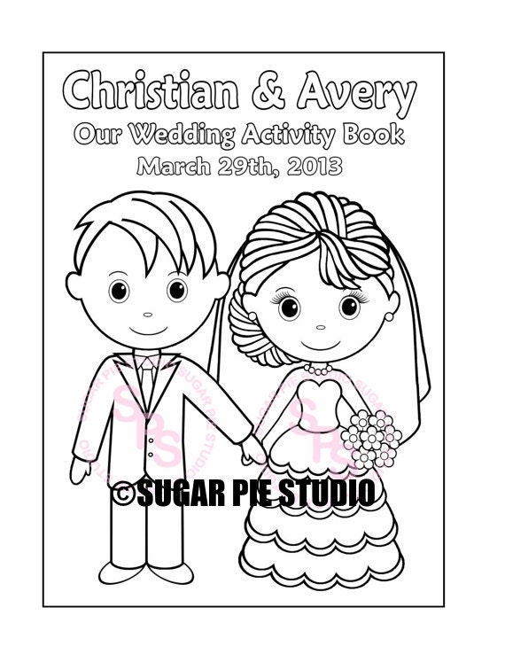 Printable Personalized Wedding Coloring Activity Book Favor Kids 8.5 X 11  PDF or JPEG TEMPLATE 