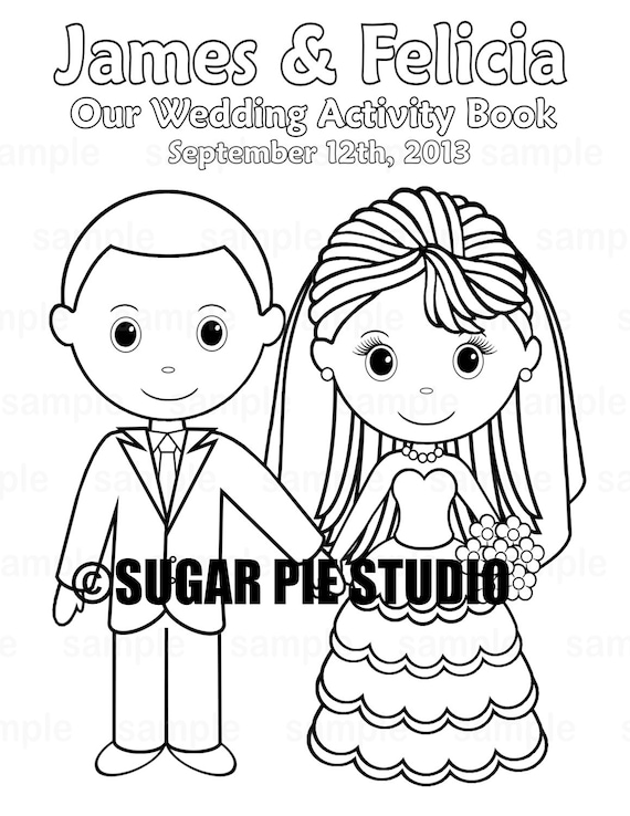 Printable Personalized Wedding Coloring Activity Book Favor Kids 8.5 X 11  PDF or JPEG TEMPLATE 