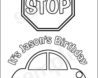 personalized printable transportation stop sign car favor etsy singapore