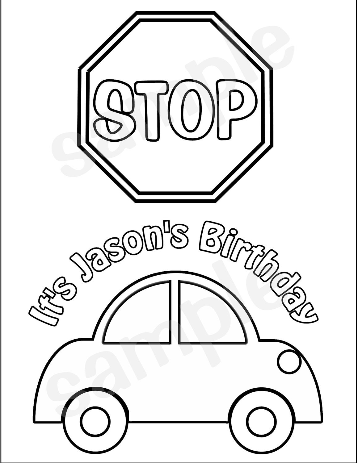 personalized printable transportation stop sign car favor etsy australia