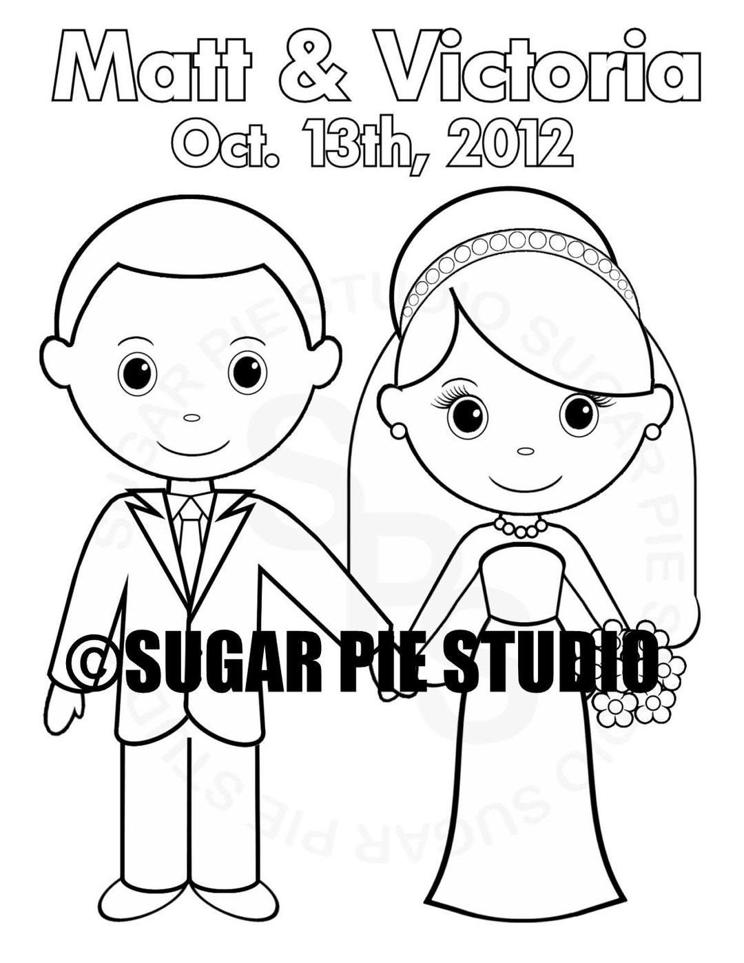 Personalized Printable Bride Groom Wedding Party Favor Childrens Kids ...