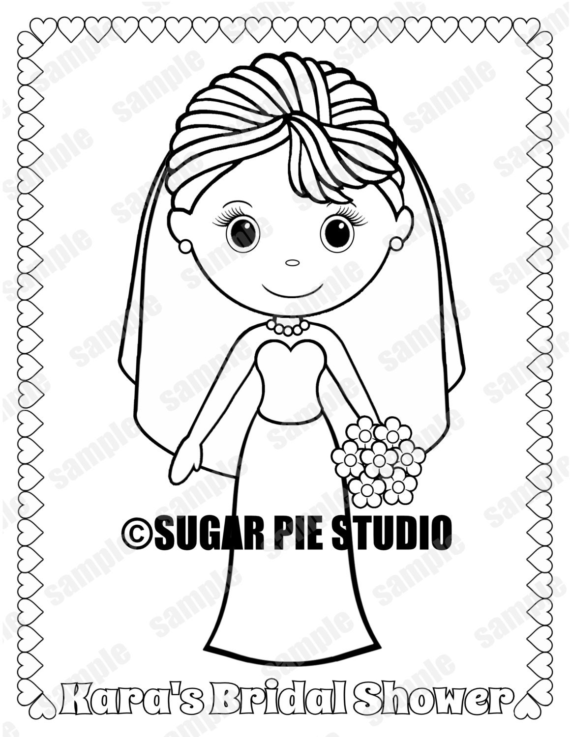 Bridal Shower Coloring Page Party Favor Childrens Kids | Etsy Australia
