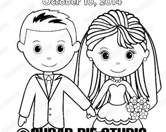 Printable Personalized Wedding coloring activity book  Favor Kids 8.5 x 11  PDF or JPEG TEMPLATE