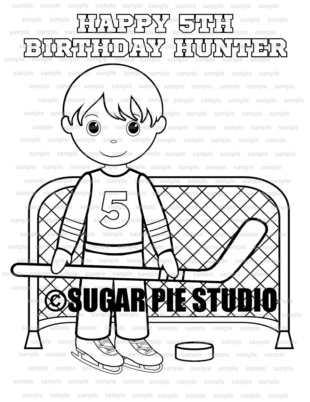 Personalized Hockey Coloring Page Birthday Party Favor - Etsy