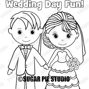 WEDDING COLORING Page - Pages - Kids table activity favor - Colouring sheet - Placemat - Instant Download - Do it yourself - PDF file
