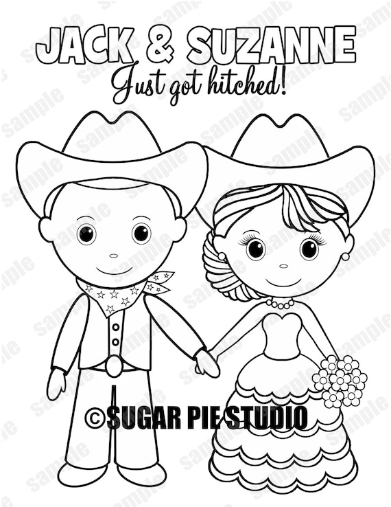 Western Rustic Wedding coloring activity book Printable Personalized Favor  Kids 8.5 x 11 PDF or JPEG TEMPLATE