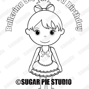 Personalized Ballerina Coloring Page Birthday Party Favor Colouring Activity Sheet Personalized Printable Template