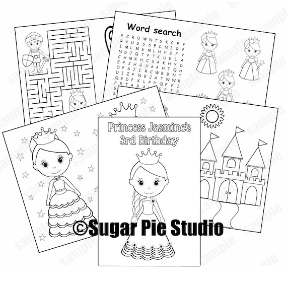 Download Princess Party Coloring Book Favor Printable Template Pdf Or Etsy