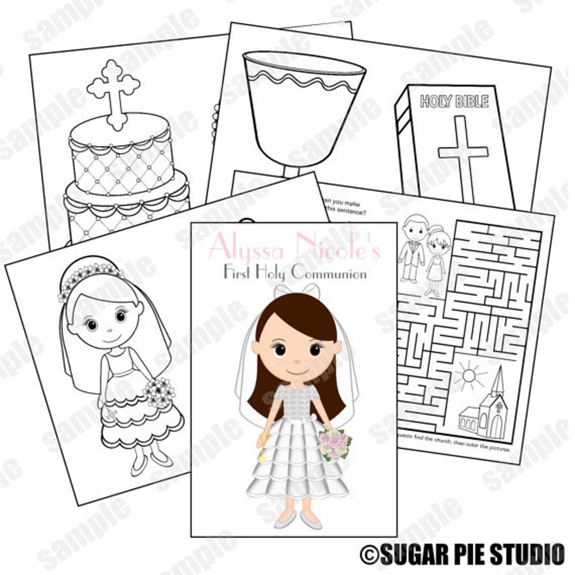Printable Personalized Custom Communion Favor Kids Coloring - Etsy