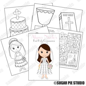 Printable Personalized Custom Communion Favor Kids coloring activity book PDF or JPEG TEMPLATE