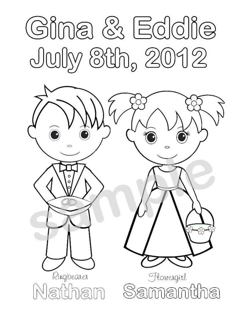 Personalized Wedding Party Favor Birthday Party Favor Colouring Activity Sheet Personalized Printable Template image 2