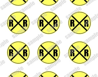 Instant download RAILROAD Train  2 inch Printable Favor tags / cupcake toppers Digital File