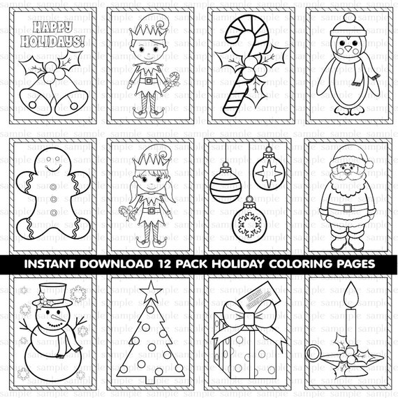 Christmas Coloring Pages Activity Kids Holiday Santa Presents