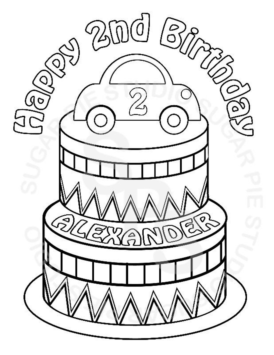 Personalized Car Coloring Page Birthday Party Favor Colouring Activity