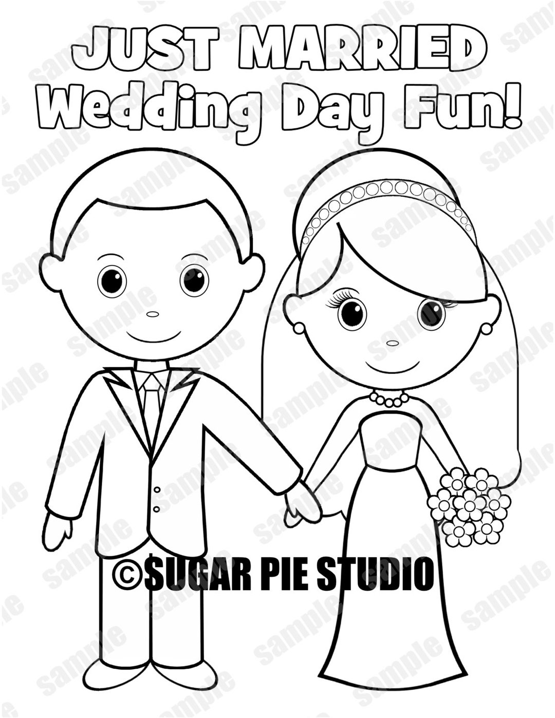 WEDDING COLORING Page Pages Kids Table Activity Favor Colouring Sheet