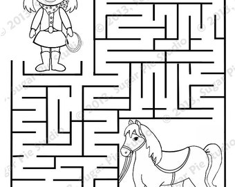 Personalized Cowgirl Coloring Page Birthday Party Favor Colouring Activity Sheet Personalized Printable Template