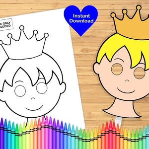 PRINCE MASK Coloring Page Printable - Classroom Activity - Birthday Party Favor - Kids craft - Colouring sheet - Instant Download