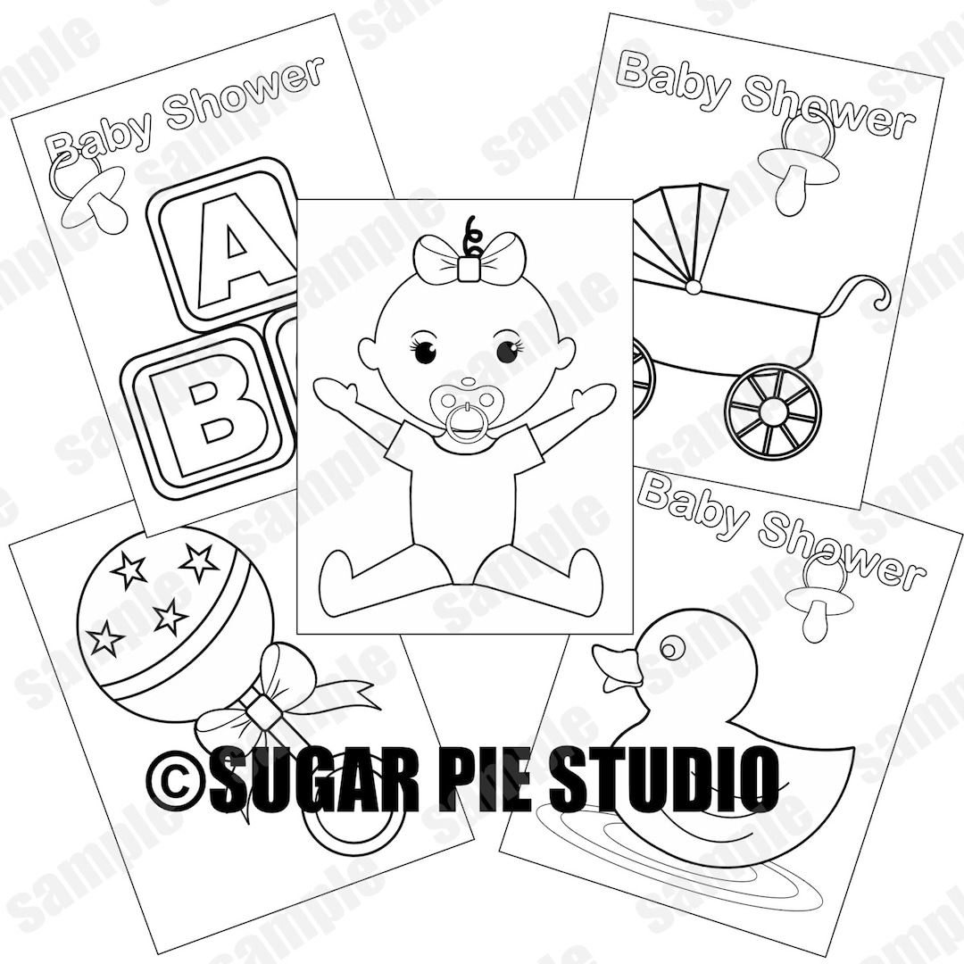 Baby Shower Coloring Pages Baby Girl Party Favor Kids Table JPEG and ...