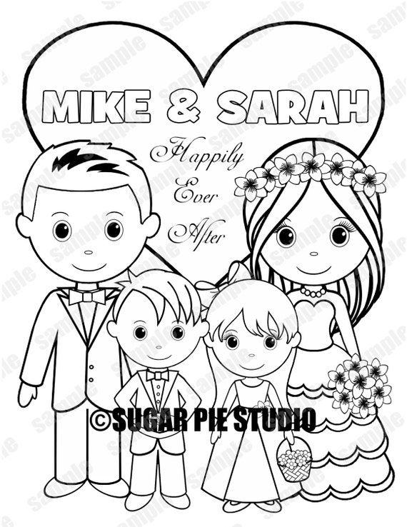 Wedding Coloring Book Favor Kids 8.5 X 11 PDF or JPEG TEMPLATE 