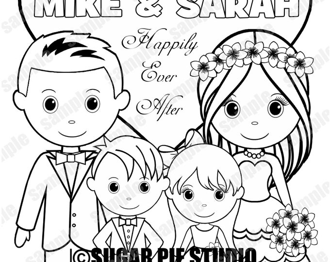 View Wedding coloring pages by SugarPieStudio on Etsy