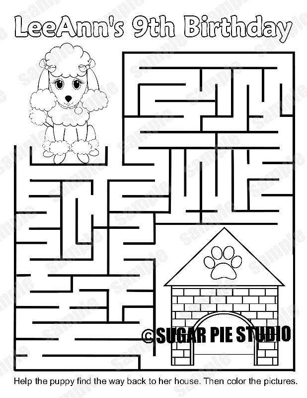 Personalized Printable Puppy dog Birthday Party Favor childrens kids