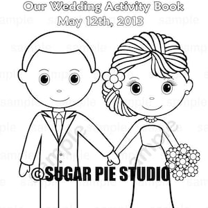 Printable Personalized Wedding coloring activity book Favor Kids 8.5 x 11 PDF or JPEG TEMPLATE image 1