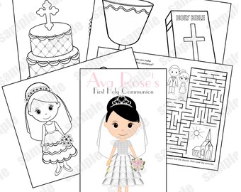 Communion Favor Kids coloring activity book PDF or JPEG TEMPLATE Printable Personalized Custom