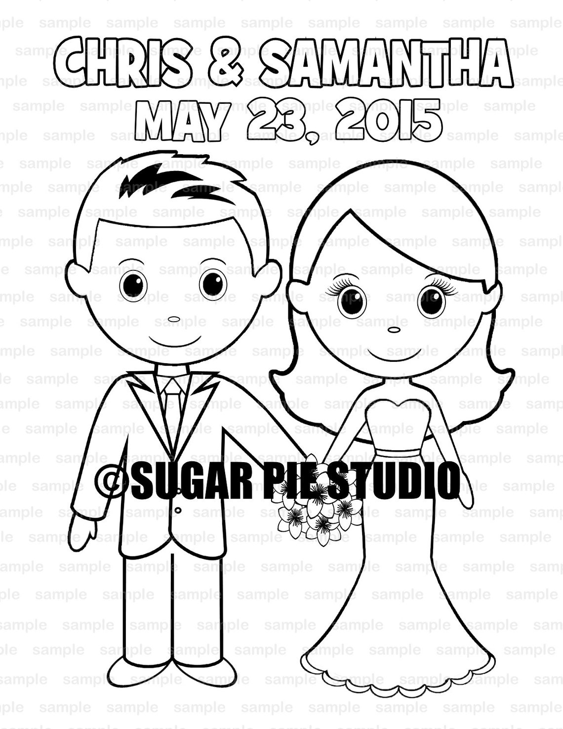 Wedding Coloring Page Activity Personalized Printable PDF or | Etsy