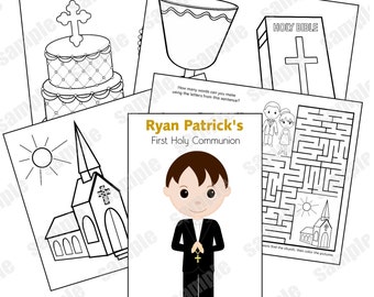 Communion coloring activity book PDF or JPEG TEMPLATE Printable Personalized Custom Favor Kids