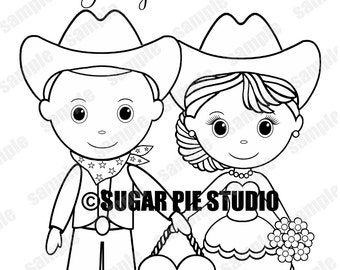 Western Country Cowboy Wedding coloring activity book Printable Personalized Favor Kids 8.5 x 11  PDF or JPEG TEMPLATE