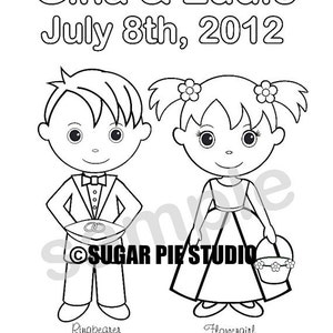 Personalized Printable Flowergirl Wedding Party Favor childrens kids coloring page book activity PDF or JPEG file image 3