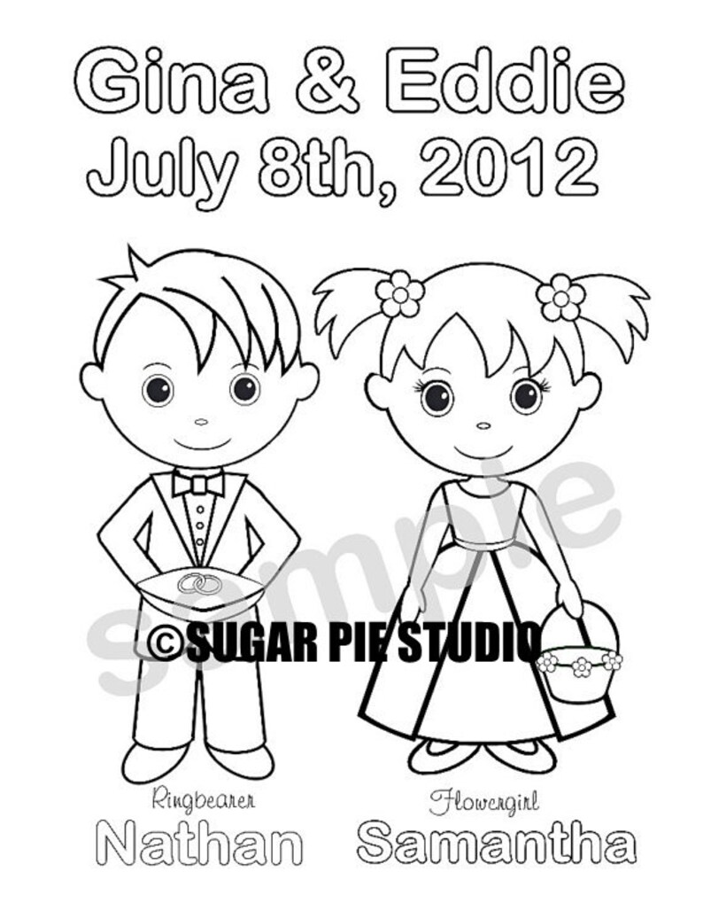 Personalized Printable Flowergirl Wedding Party Favor childrens kids coloring page book activity PDF or JPEG file image 3