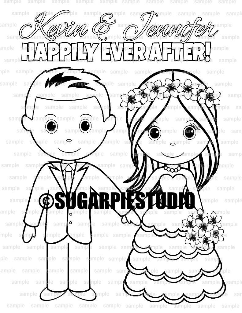 Download Printable Personalized Wedding coloring activity book Favor Kids 8.5 x 11 PDF or JPEG TEMPLATE