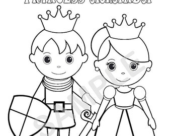 Personalized Princess Coloring Page Birthday Party Favor Colouring Activity Sheet Personalized Printable Template