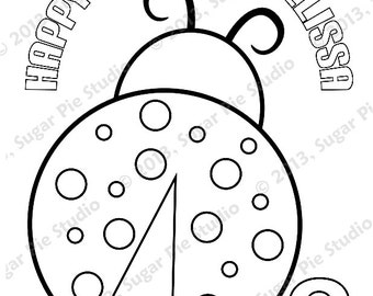 Personalized Ladybug Coloring Page Birthday Party Favor Colouring Activity Sheet Personalized Printable Template