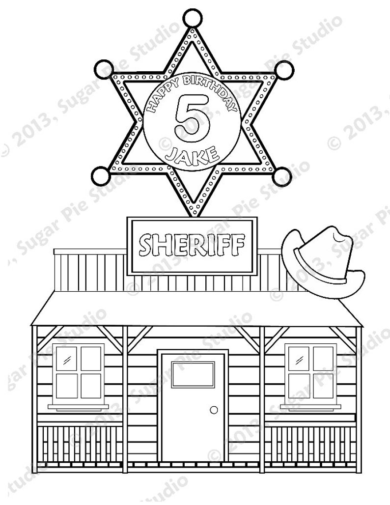 Personalized Western Coloring Page Birthday Party Favor Colouring ...