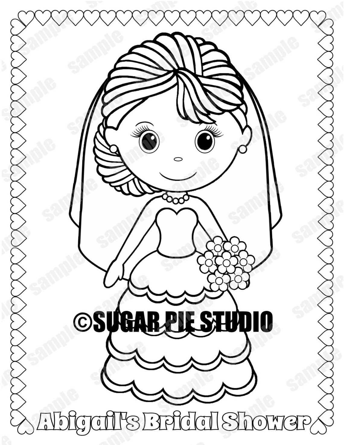 Bridal Shower Coloring Page Party Favor Childrens Kids - Etsy
