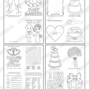 Mini Printable Personalized Wedding coloring activity book Favor Kids 4.25 x 5.5 PDF or JPEG TEMPLATE image 1