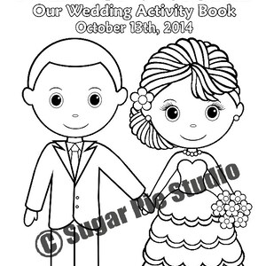 Printable Personalized Wedding coloring activity book Favor Kids 8.5 x 11 PDF or JPEG TEMPLATE image 1