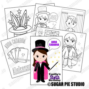 Magic Magician Favor Kids coloring activity book PDF or JPEG TEMPLATE Printable Personalized Custom 8.5x 5.5
