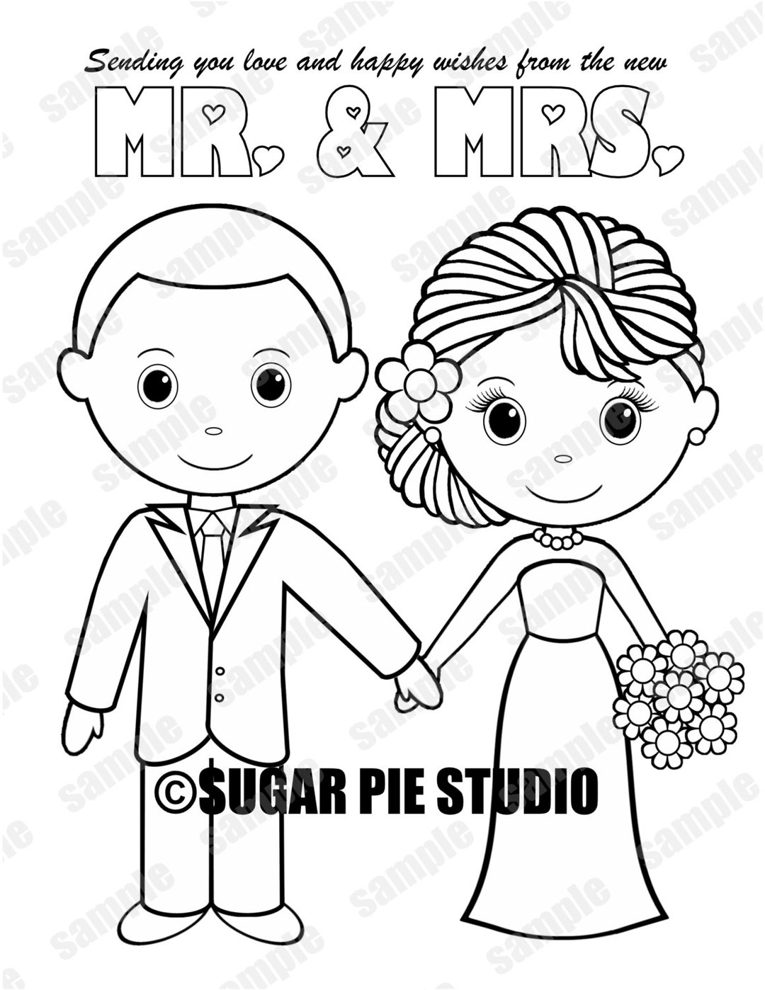 WEDDING COLORING Page - Pages - Kids Table Activity Favor - Colouring ...