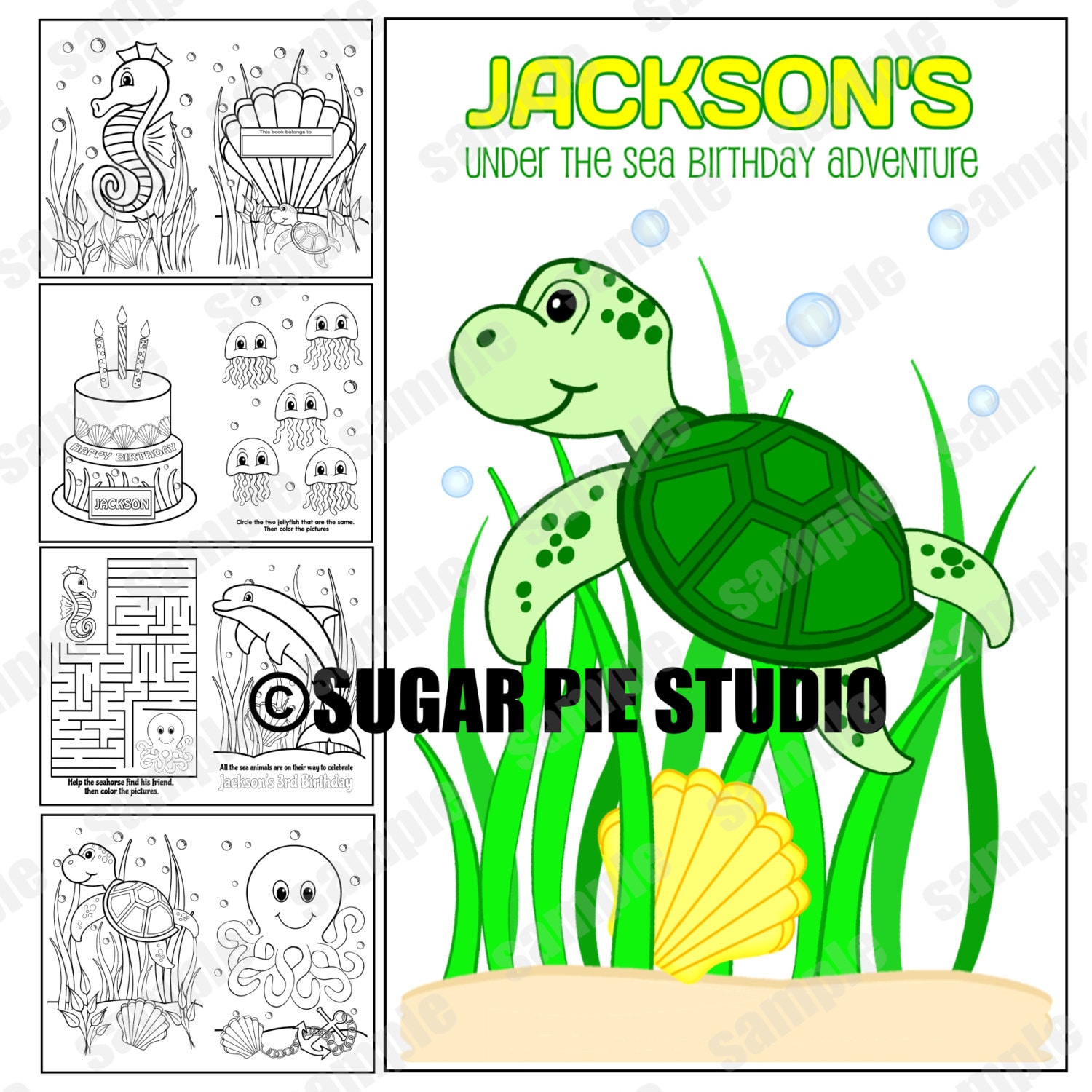 Under The Sea Party Favor Coloring Activity Book Pdf Or Jpeg Template Printable Personalized