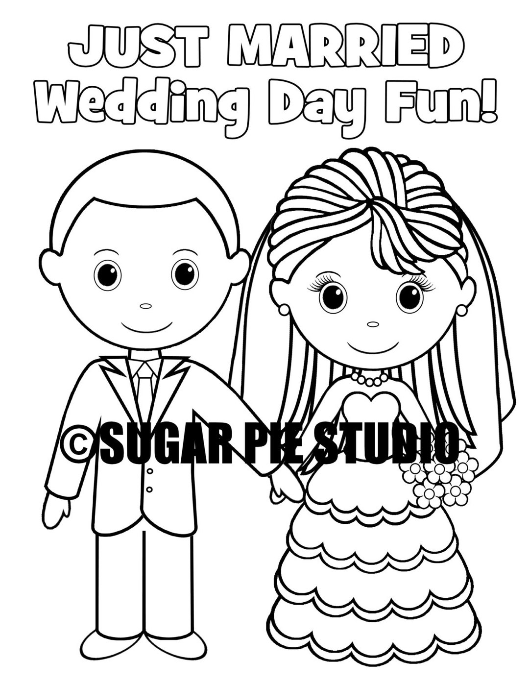 WEDDING COLORING Page - Pages - Kids Table Activity Favor - Colouring