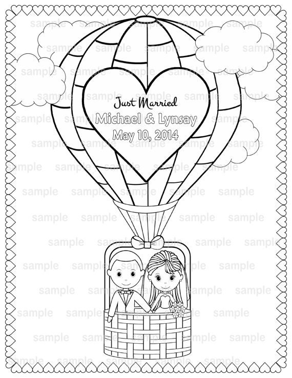 Printable Personalized Wedding coloring activity book Favor Kids 8.5 x 11  PDF or JPEG TEMPLATE