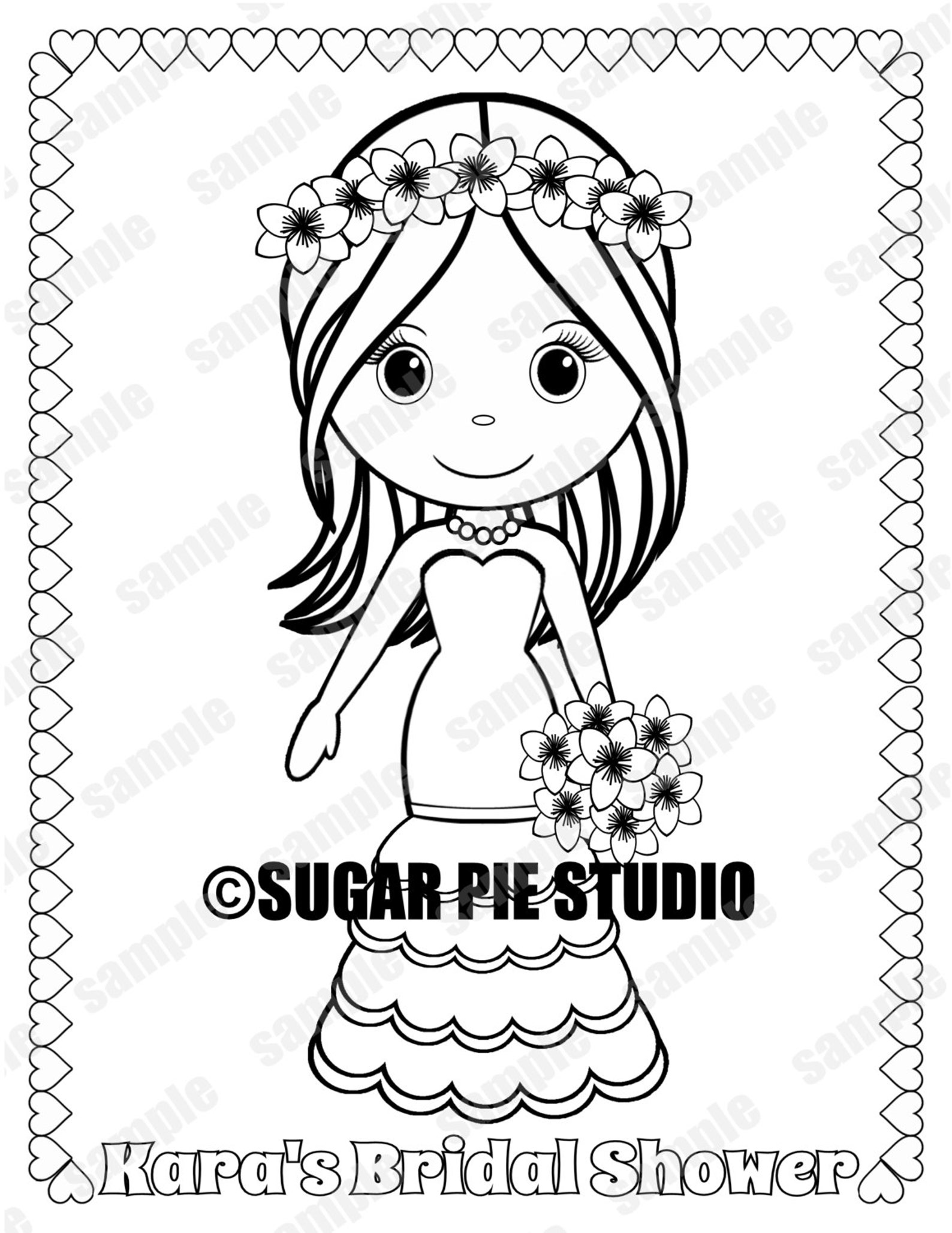Bridal Shower Coloring Page Party Favor Childrens Kids - Etsy
