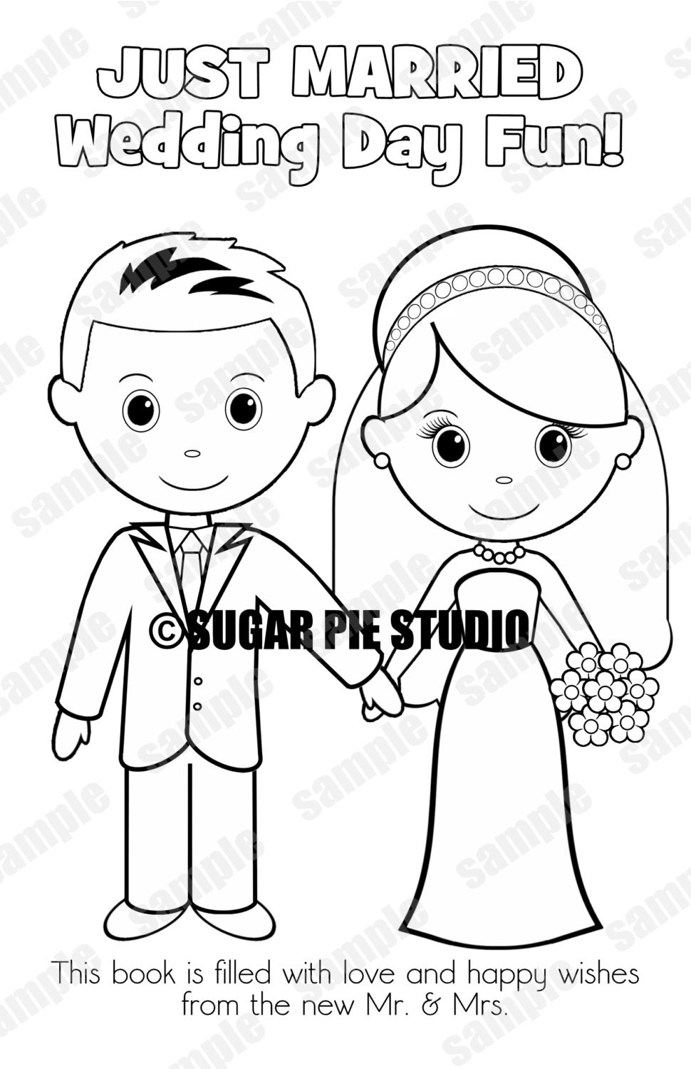 Download INSTANT DOWNLOAD 8.5x5.5 Printable Wedding coloring activity booklet Favor Kids Pdf diy