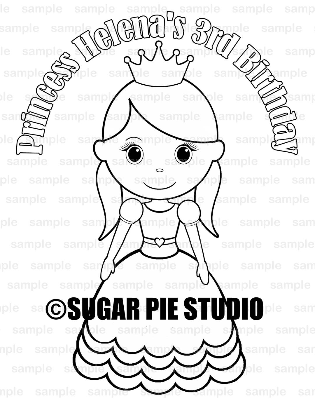 Personalized Princess Coloring Page Birthday Party Favor - Etsy