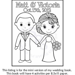Mini Printable Personalized Wedding coloring activity book Favor Kids 4.25 x 5.5 PDF or JPEG TEMPLATE image 2