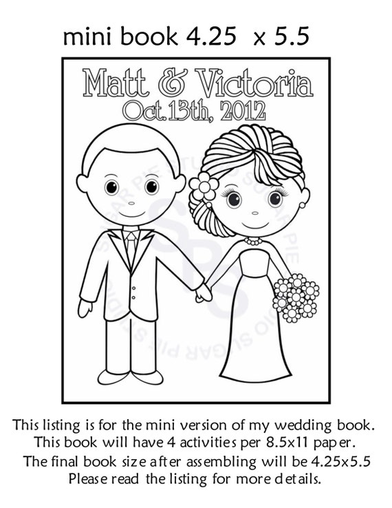Mini libro di attività da colorare per matrimonio personalizzato